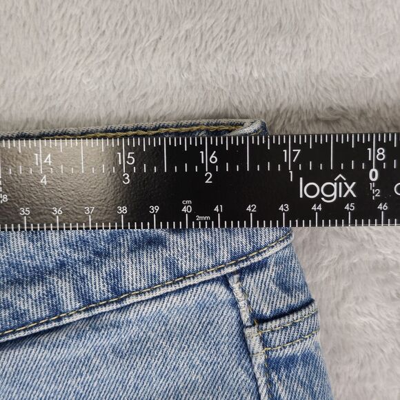 Free Assembly Jeans Womens 12 (33x30) Super High Rise Straight Patchwork Raw Hem - Picture 9 of 12